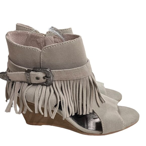 Naughty Monkey Leather Fringe Western Peep Toe Wedge Sandals Size‎ 10 - Picture 4 of 8